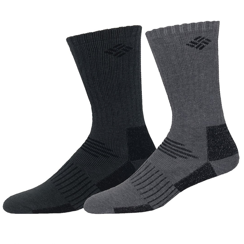 Men's Columbia 2 Pack Wool-Blend Crew Socks Long Sock Gravel Grey Cozy Warm NWT